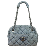 Chanel Grey/Black Quilted Nylon Bubble Shoulder Bag 2009