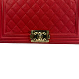 Chanel Red Quilted Caviar Boy Flap Bag 2019