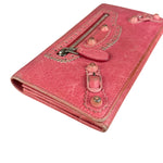 Balenciaga Pink Leather Moto Long Wallet
