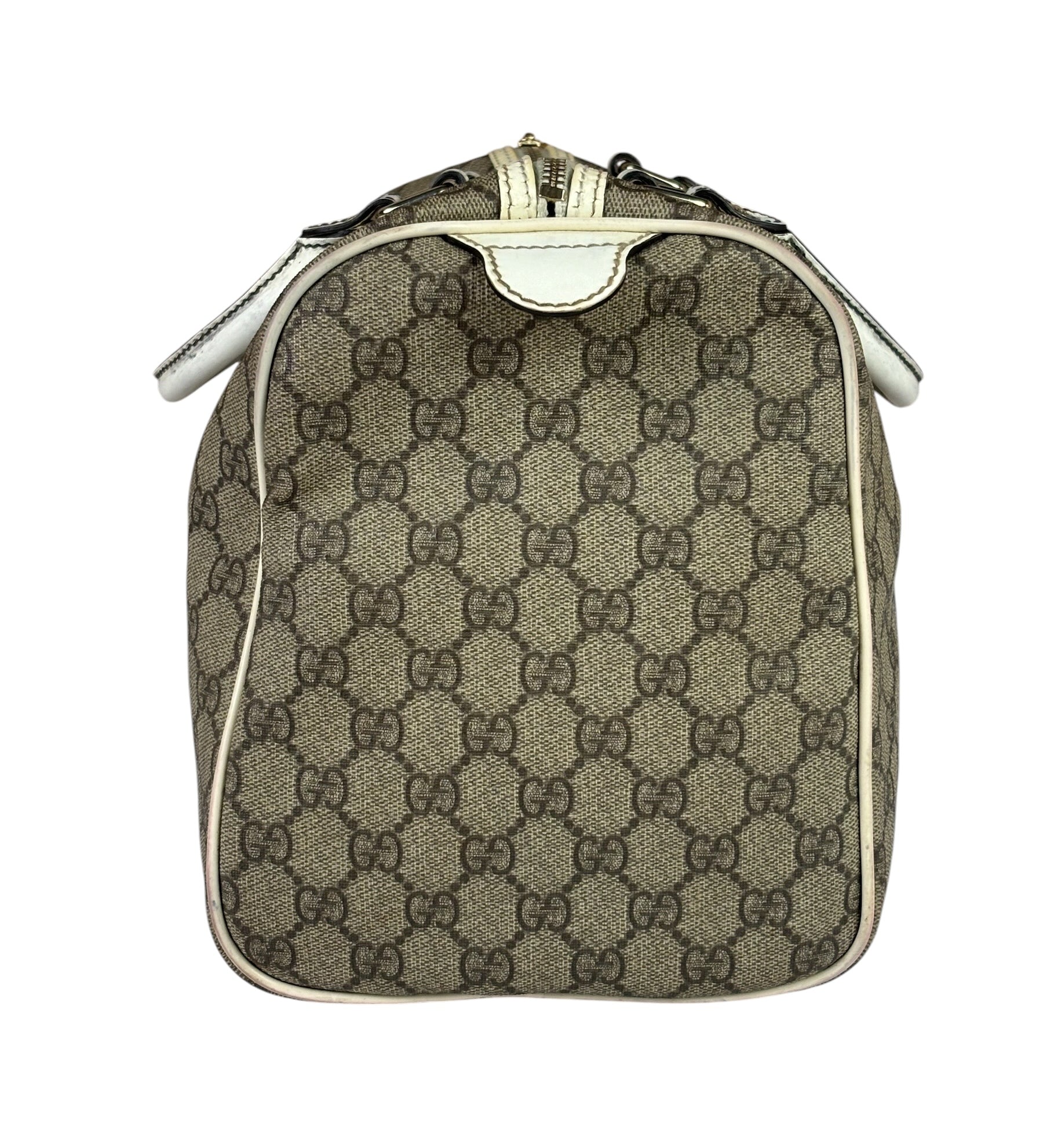 Gucci Beige/White Leather Trim GG Joy Boston Bag