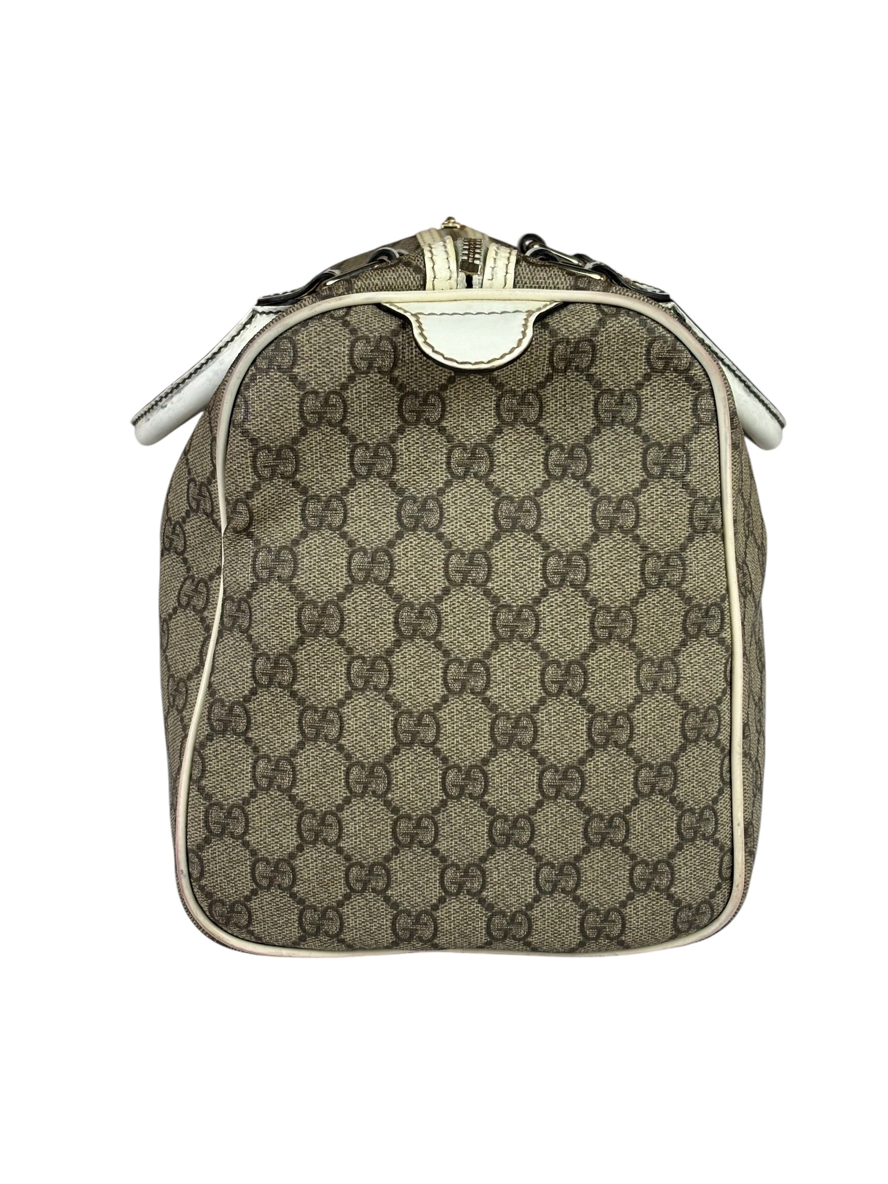 Gucci Beige/White Leather Trim GG Joy Boston Bag