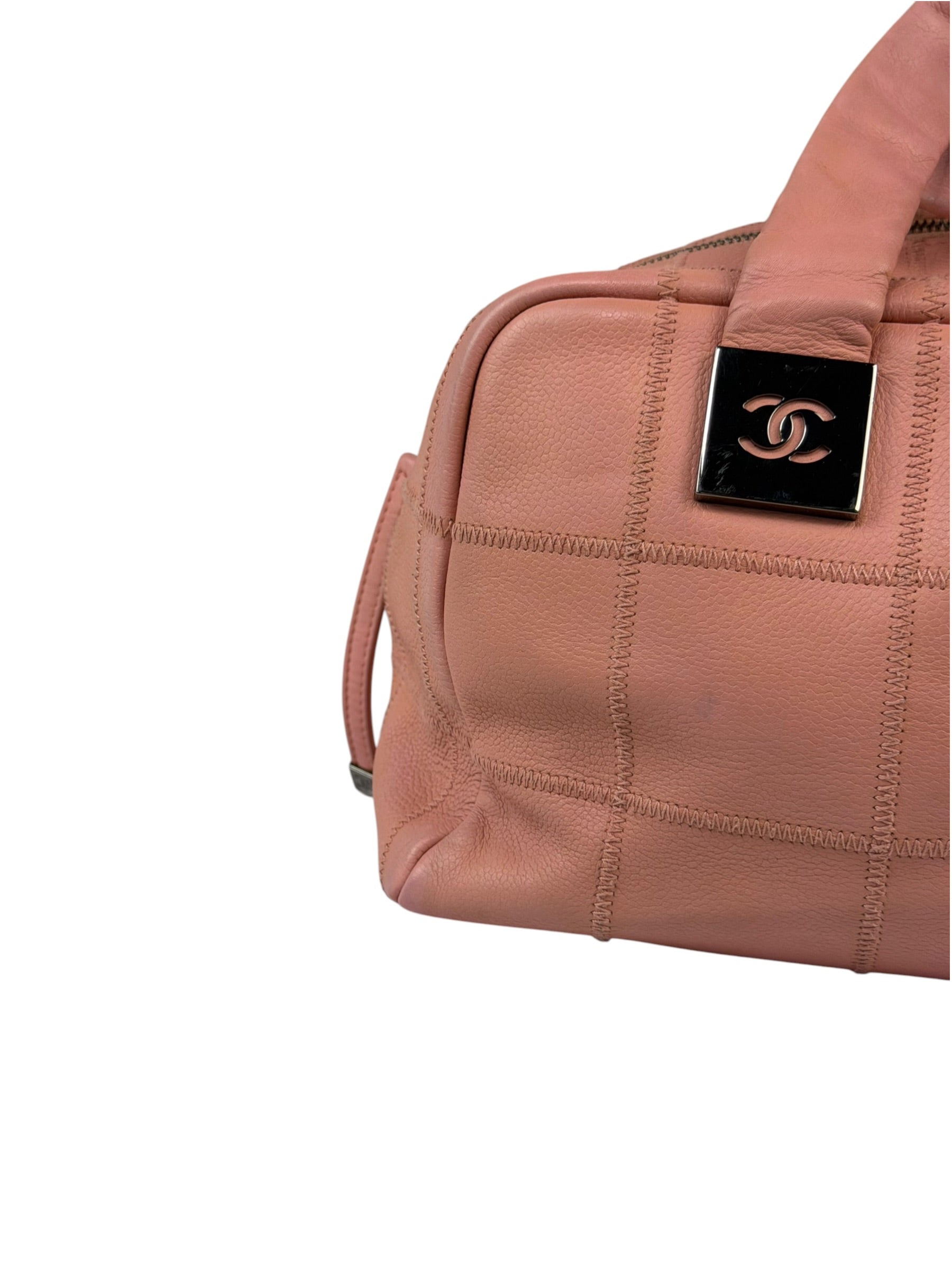 Chanel Pink Caviar Leather Chocolate Bar Bowler Bag 2003