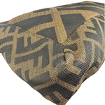 Fendi Vintage Brown Leather Trim Zucca Whipstitch XL Baguette