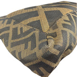 Fendi Vintage Brown Leather Trim Zucca Whipstitch XL Baguette