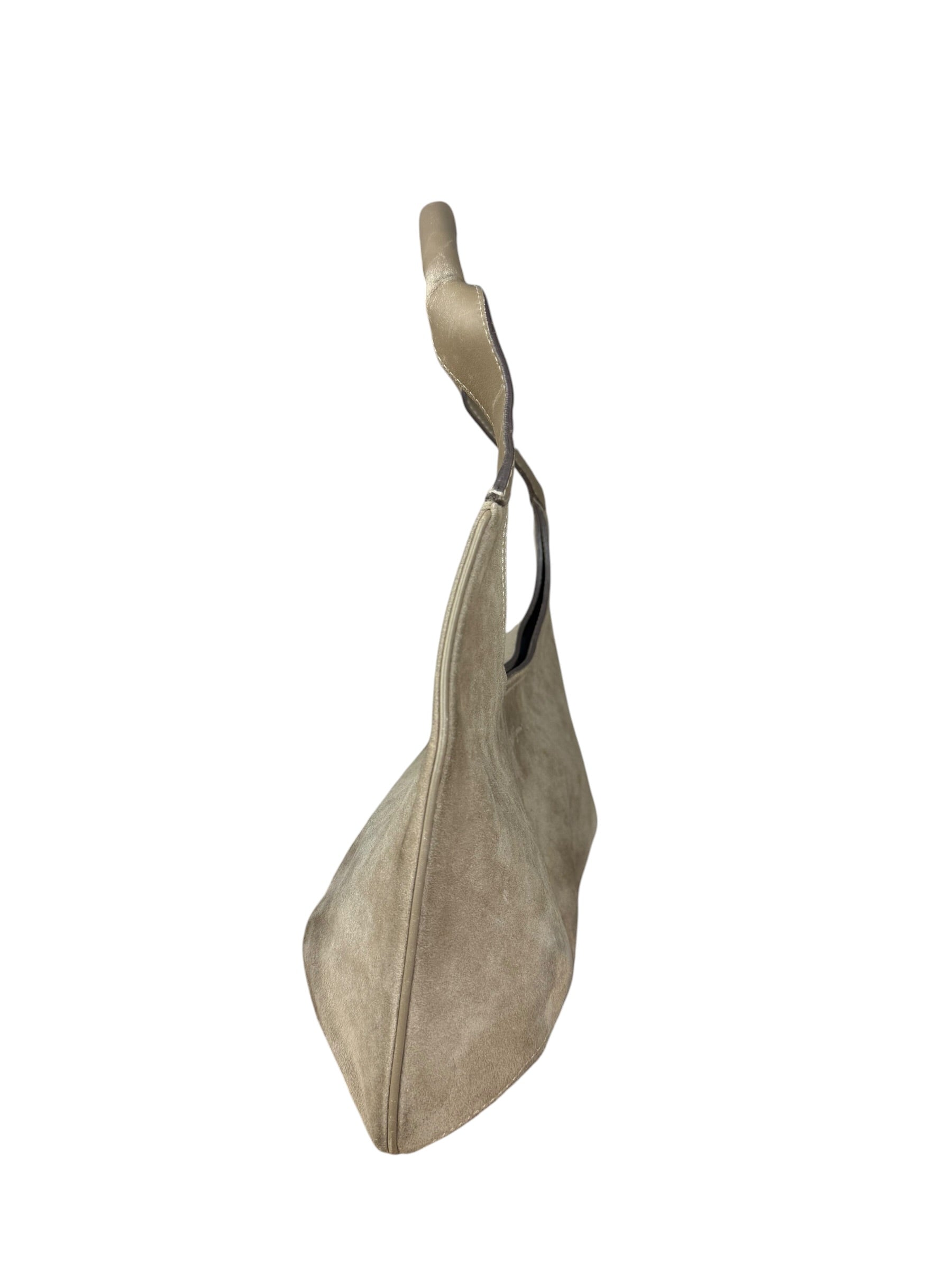 Ferragamo Vintage Beige Suede Hobo Shoulder Bag