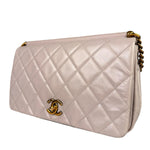 Chanel Light Lilac Calfskin Leather Quilted Flap Chain Bag