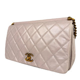 Chanel Light Lilac Calfskin Leather Quilted Flap Chain Bag