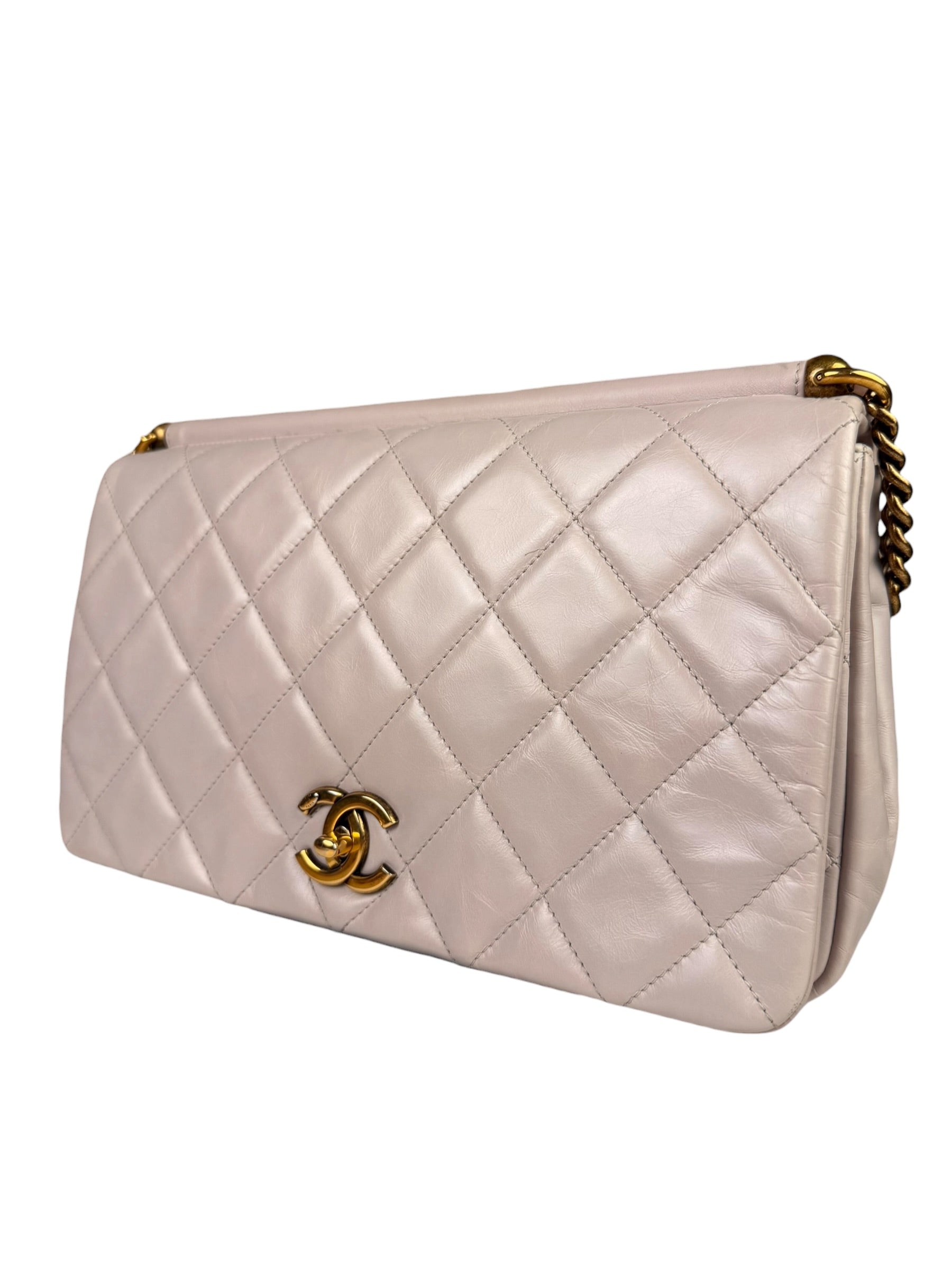 Chanel Light Lilac Calfskin Leather Quilted Flap Chain Bag