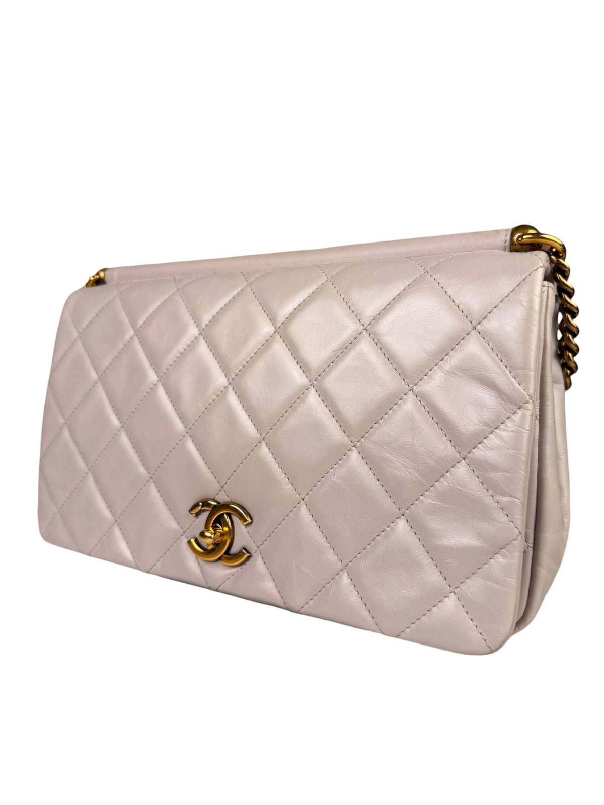 Chanel Light Lilac Calfskin Leather Quilted Flap Chain Bag