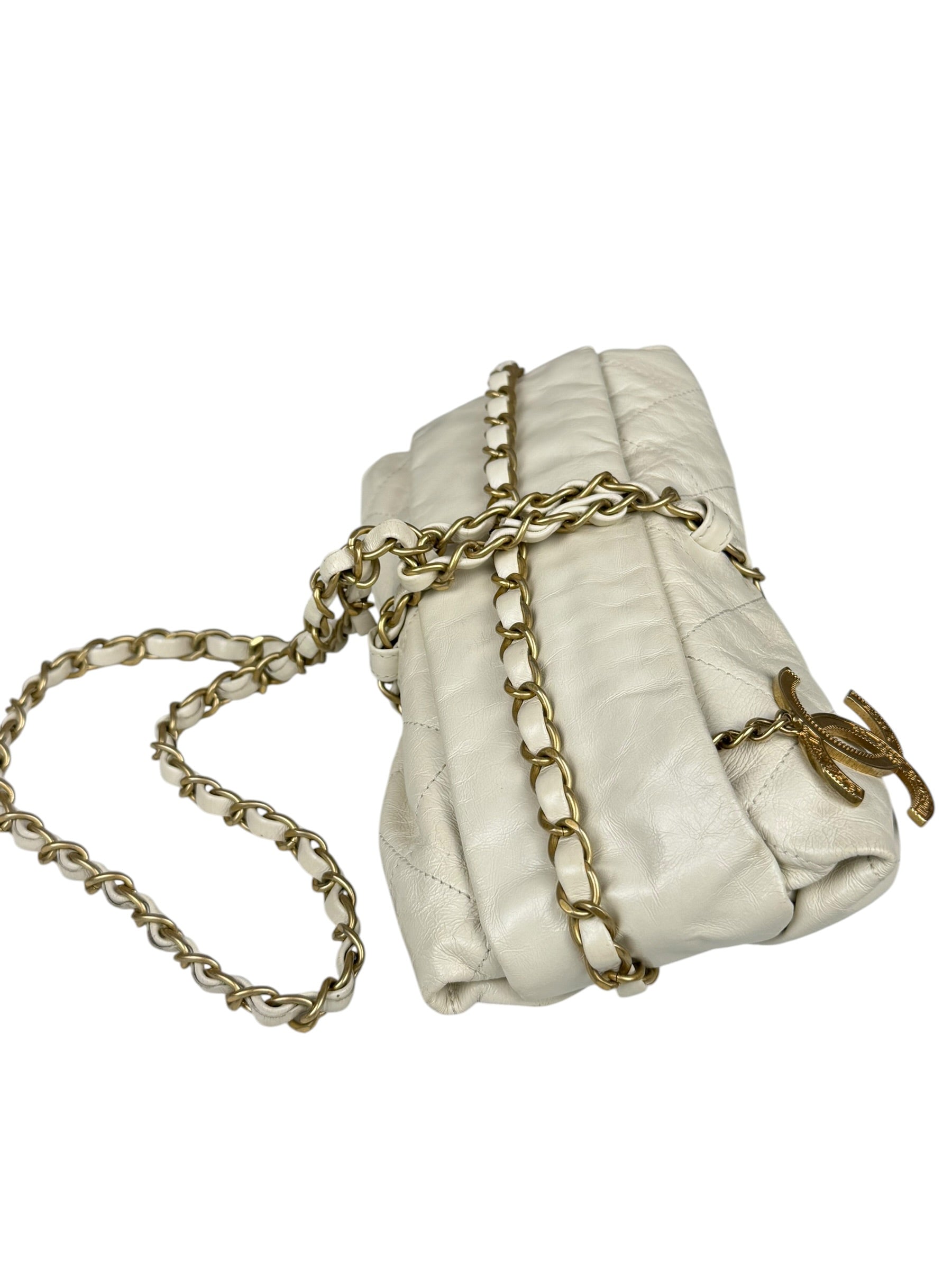 Chanel White Quilted Leather Midnight Swim Baluchon Clutch 2012