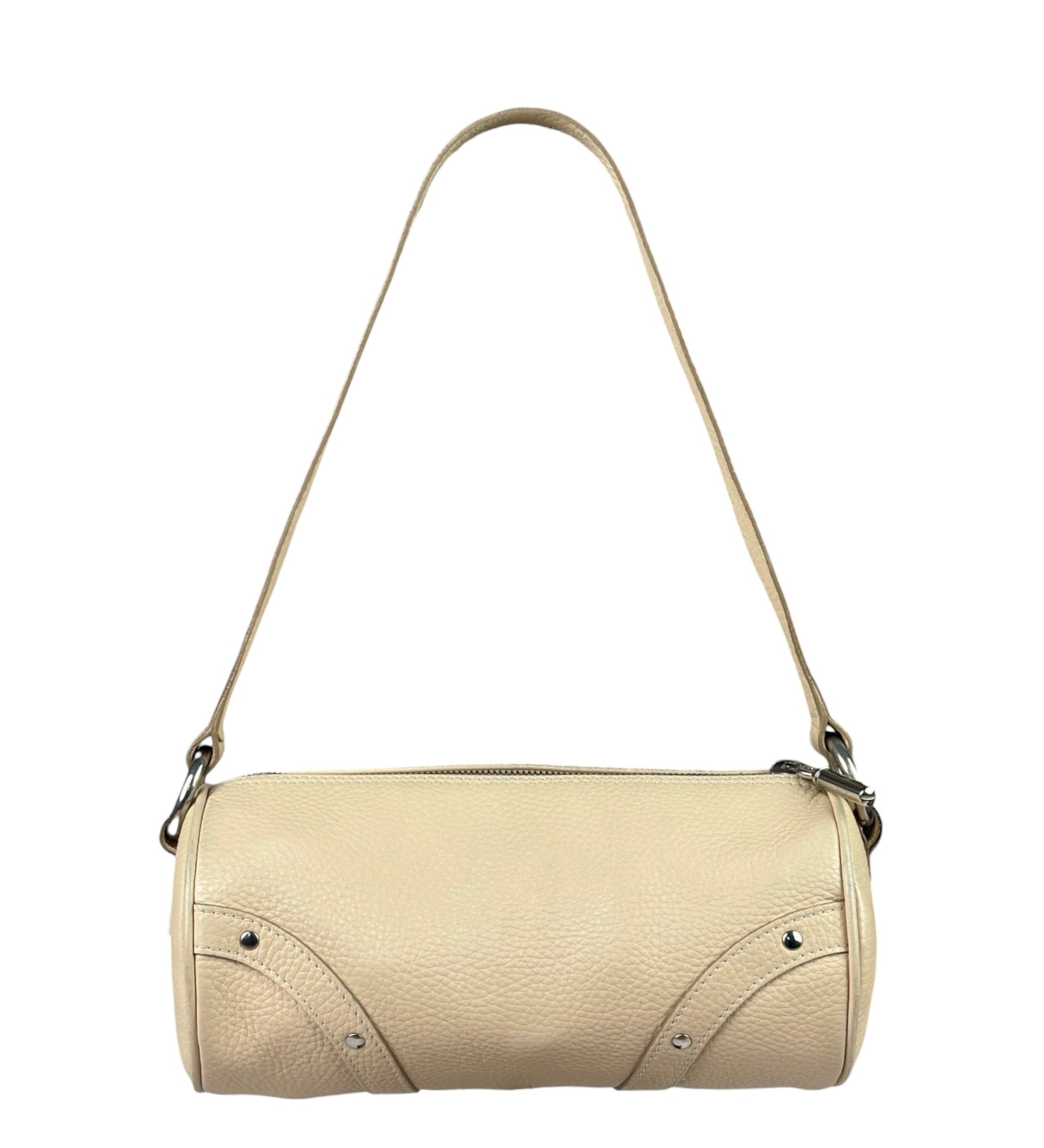 Burberry Cream Calfskin Barrel Shoulder Bag