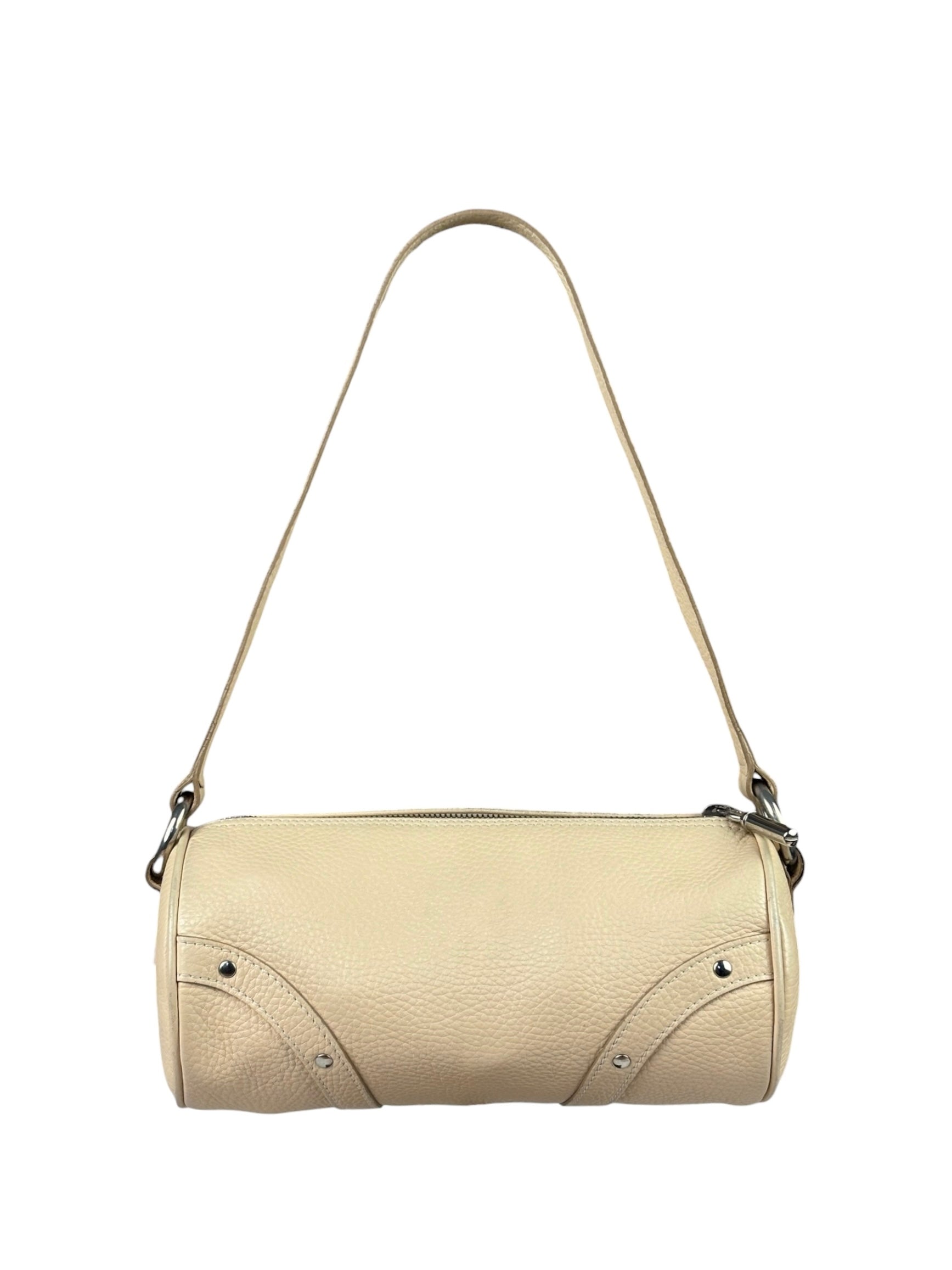 Burberry Cream Calfskin Barrel Shoulder Bag