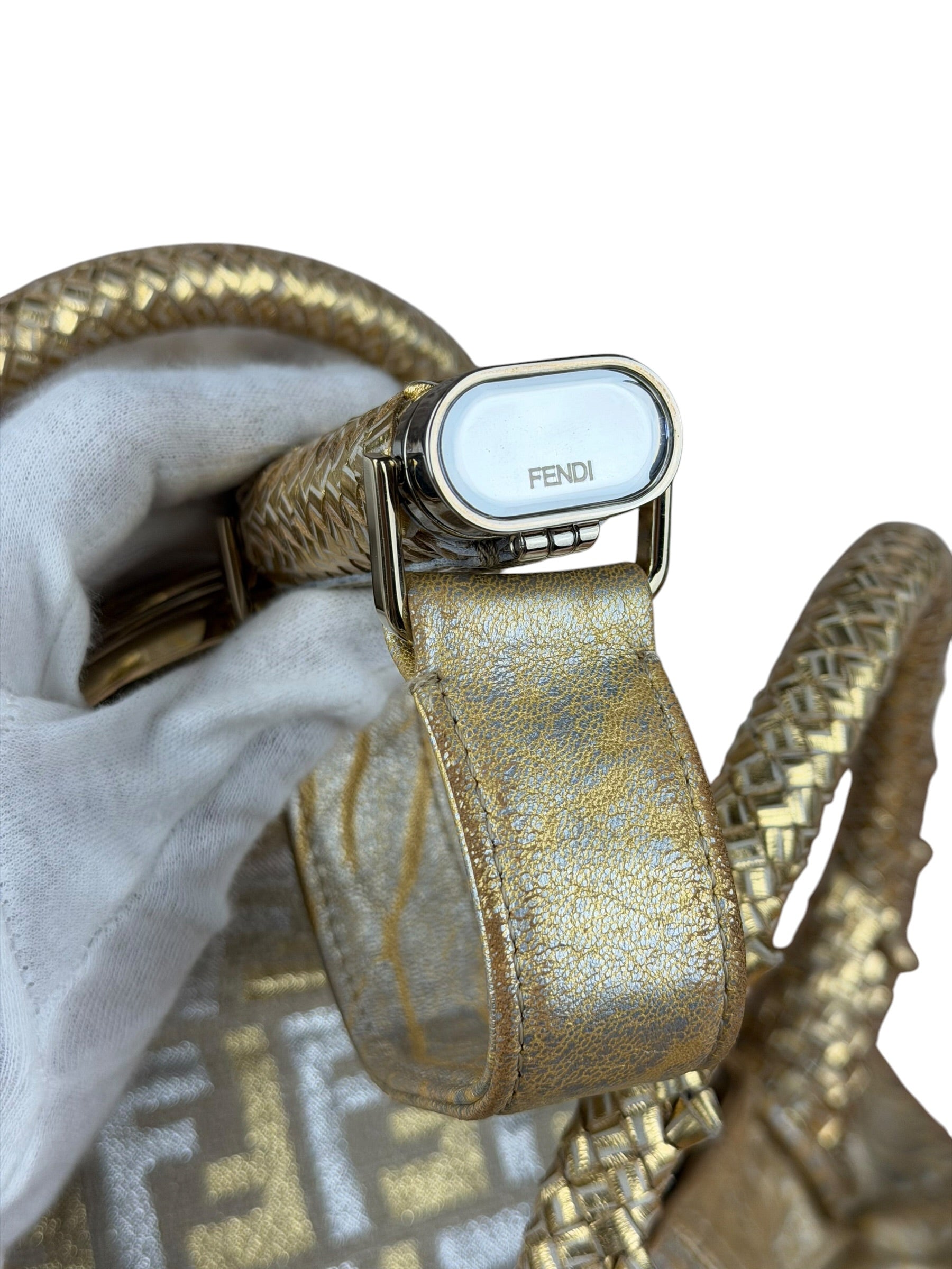 Fendi Metallic Gold Spy Shoulder Bag
