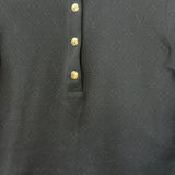 Louis Vuitton Black Monogram Boxy Collared Quarter-Button Top