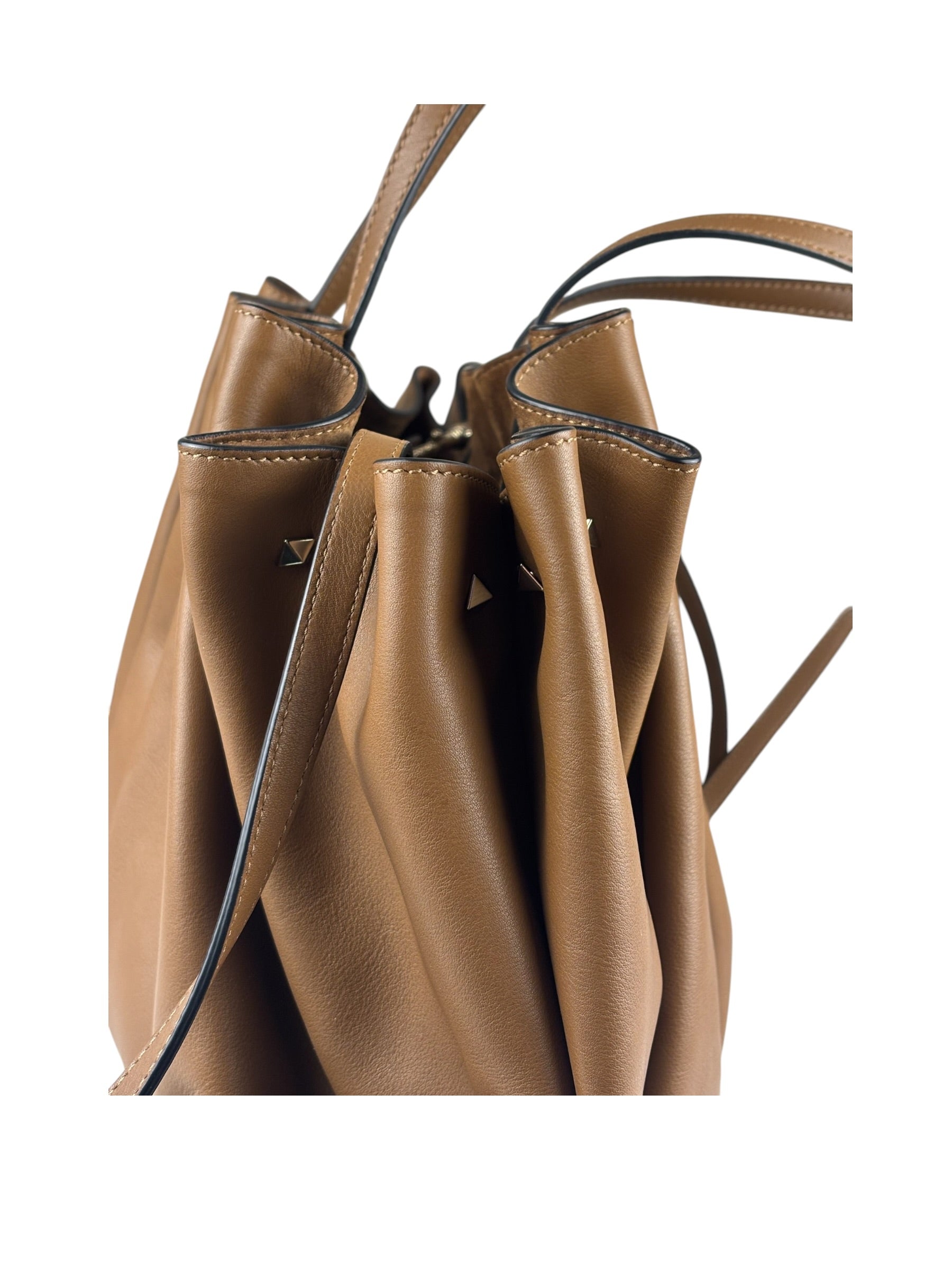 Valentino Garavani Brown Rockstud Shoulder Tote