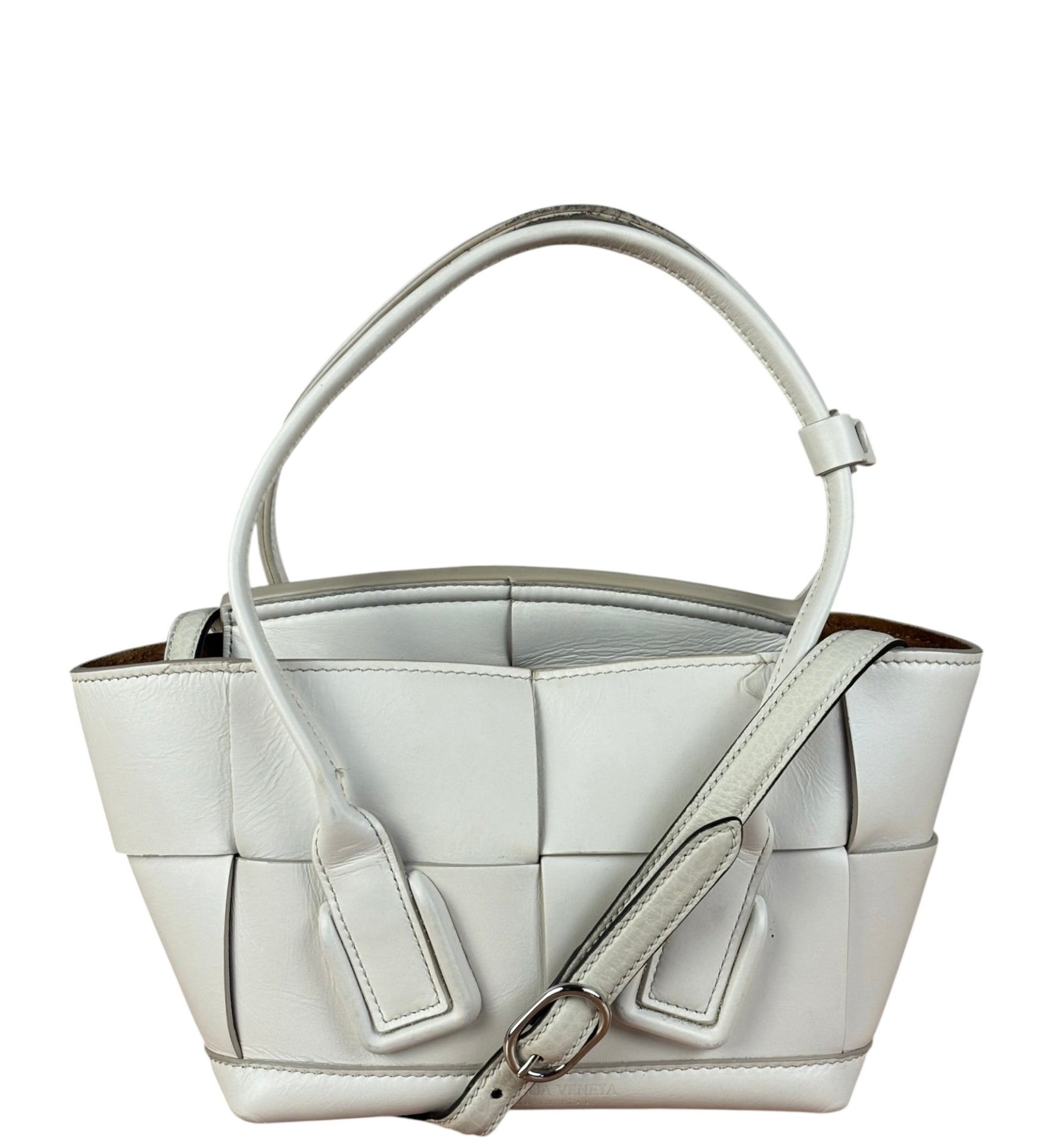 Bottega Veneta Cream Leather Mini Arco Two-Way Bag