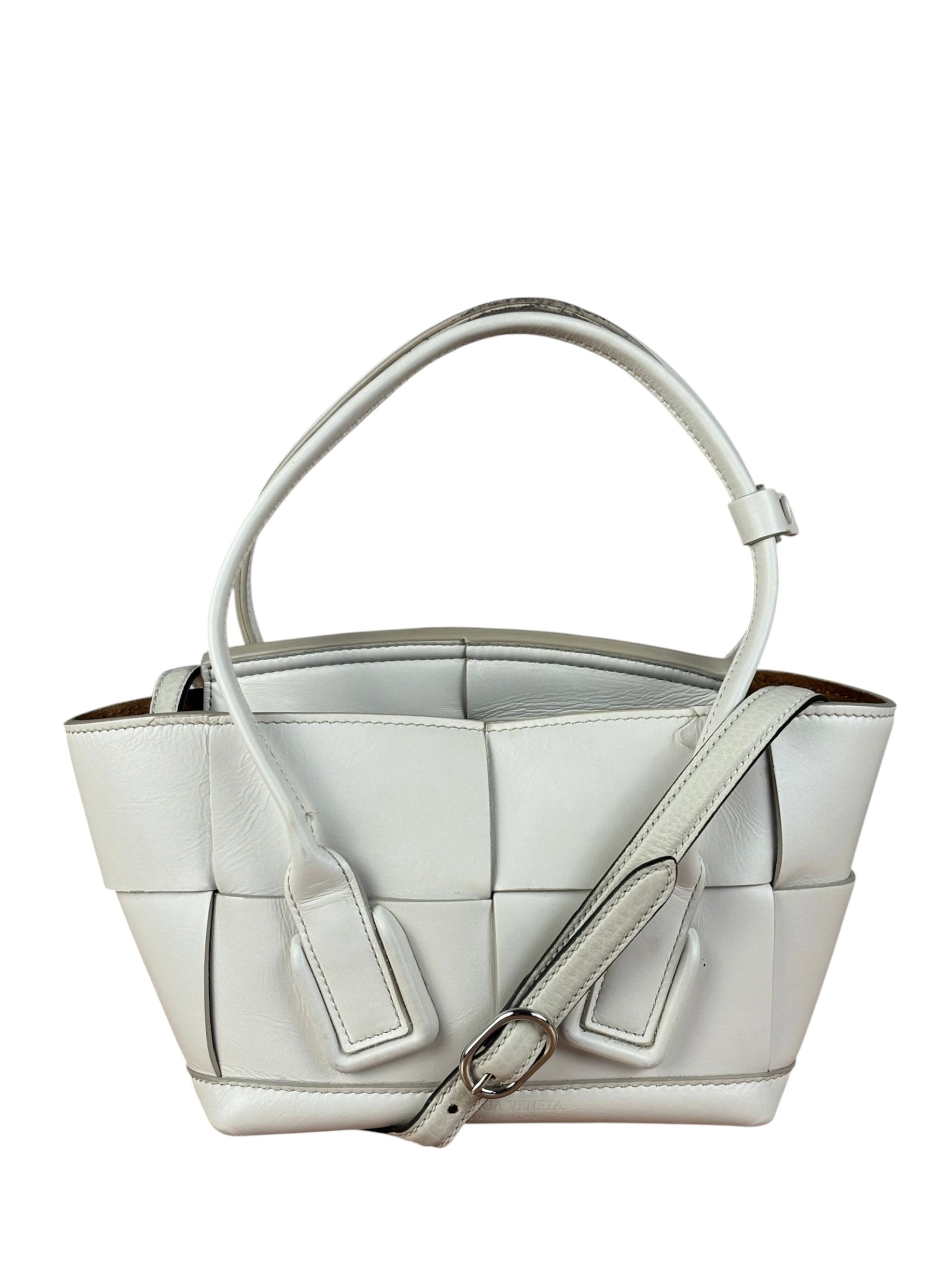 Bottega Veneta Cream Leather Mini Arco Two-Way Bag