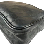 Chanel Vintage Black Leather Mademoiselle Vertical Quilted Shoulder Bag 1990's