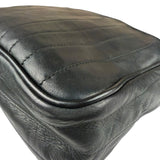 Chanel Vintage Black Leather Mademoiselle Vertical Quilted Shoulder Bag 1990's