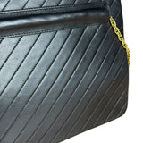 Chanel Vintage Black Chevron Leather Chain Bag