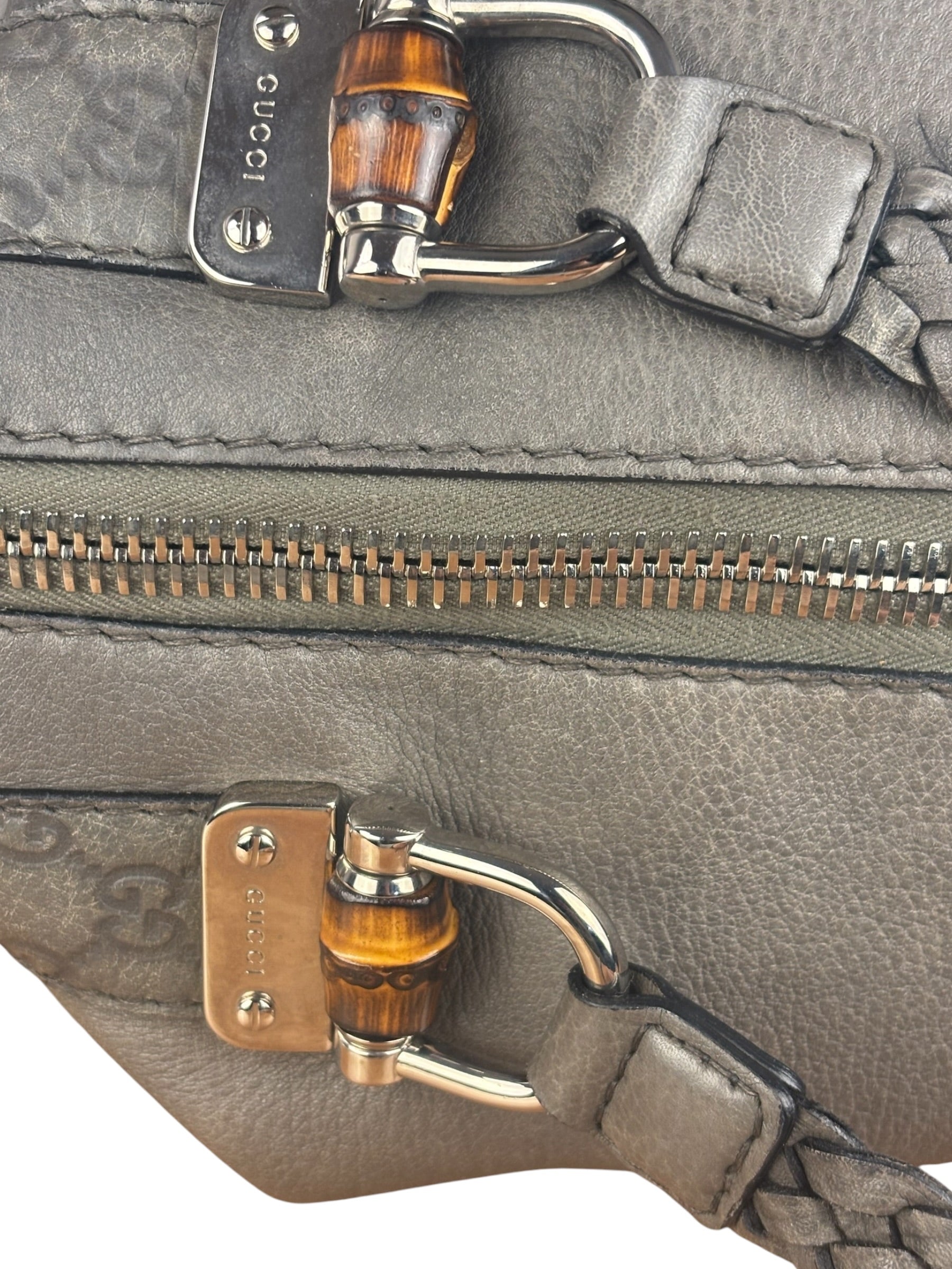Gucci Supple Gray Bamboo Bar Medium Shoulder Bag