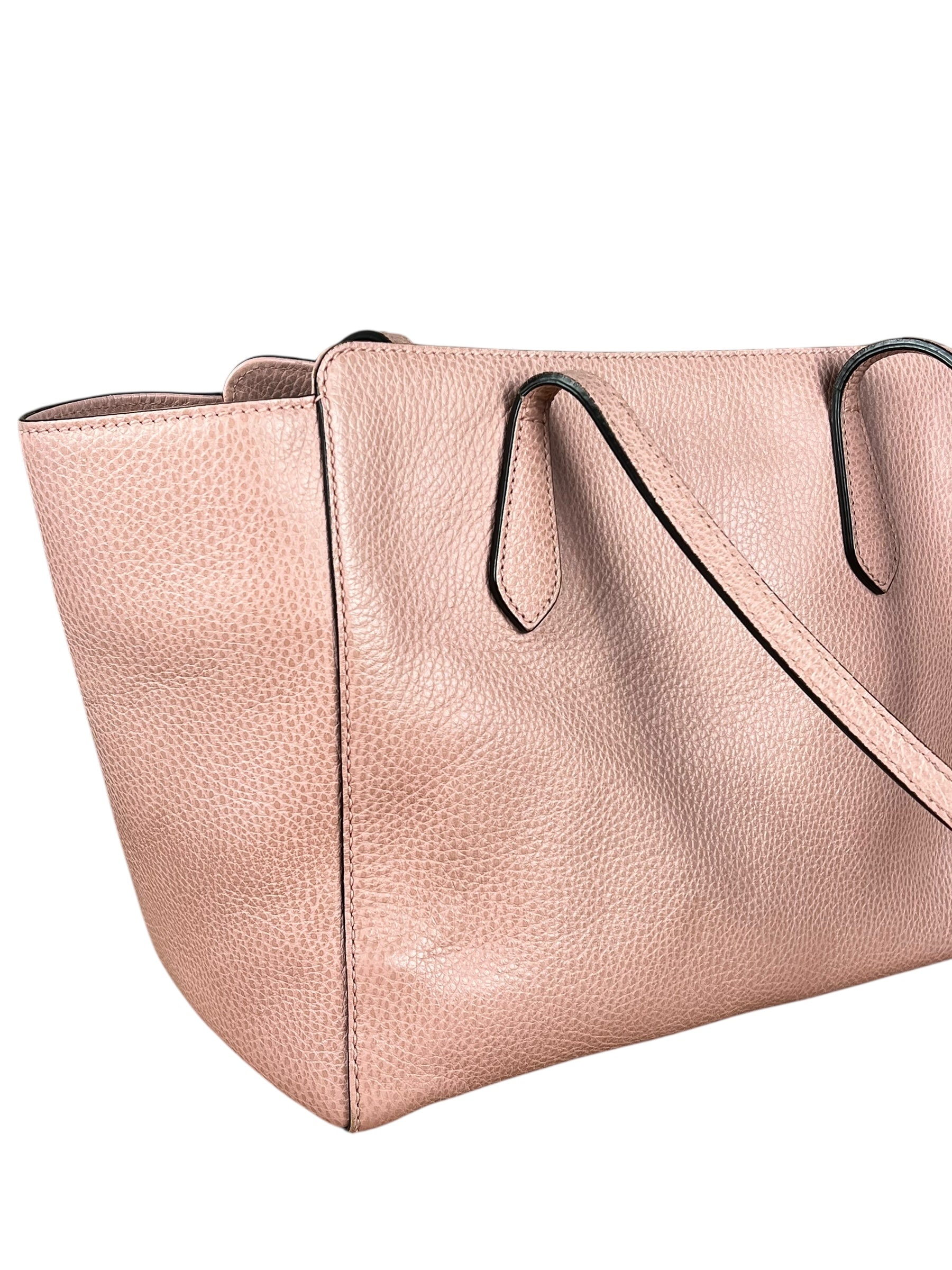 Gucci Pebbled Leather Swing Tote Pink