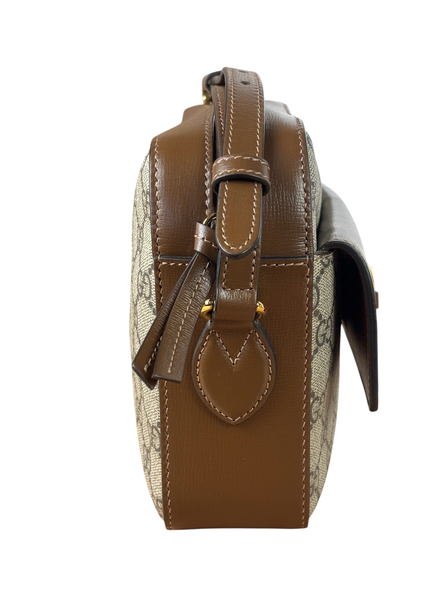 Gucci Brown Leather GG Horsebit Camera Bag 1955