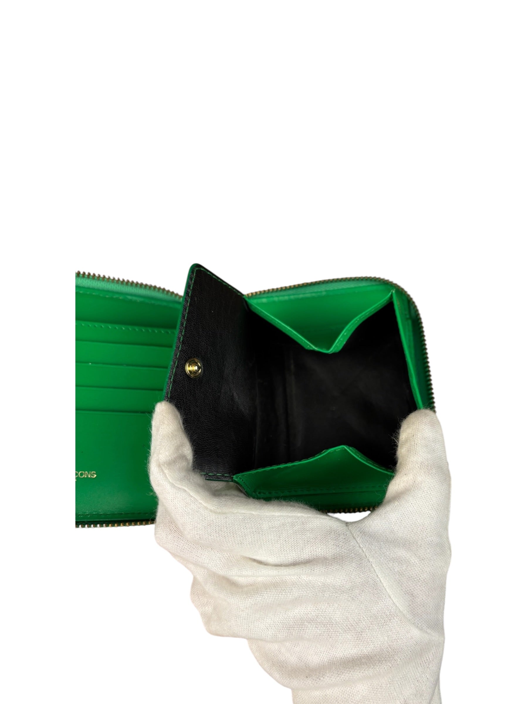 Comme Des Garcons Green Zip Around Wallet