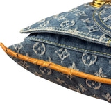 Louis Vuitton Denim Leather Trim Monogram Flat Tote Bag