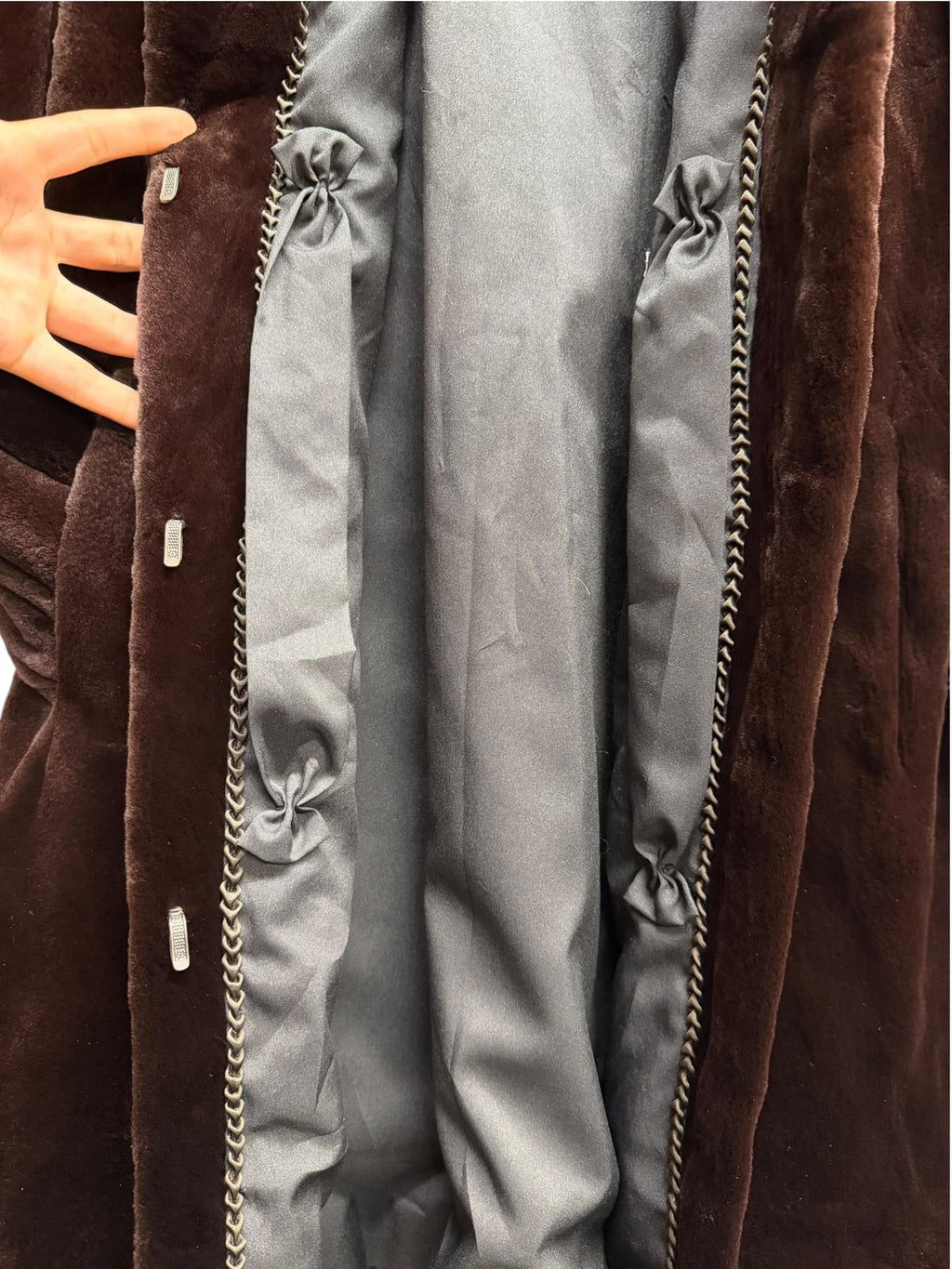 Vintage Saga Chocolate Brown Sheared Mink Mid-Length Fur Coat