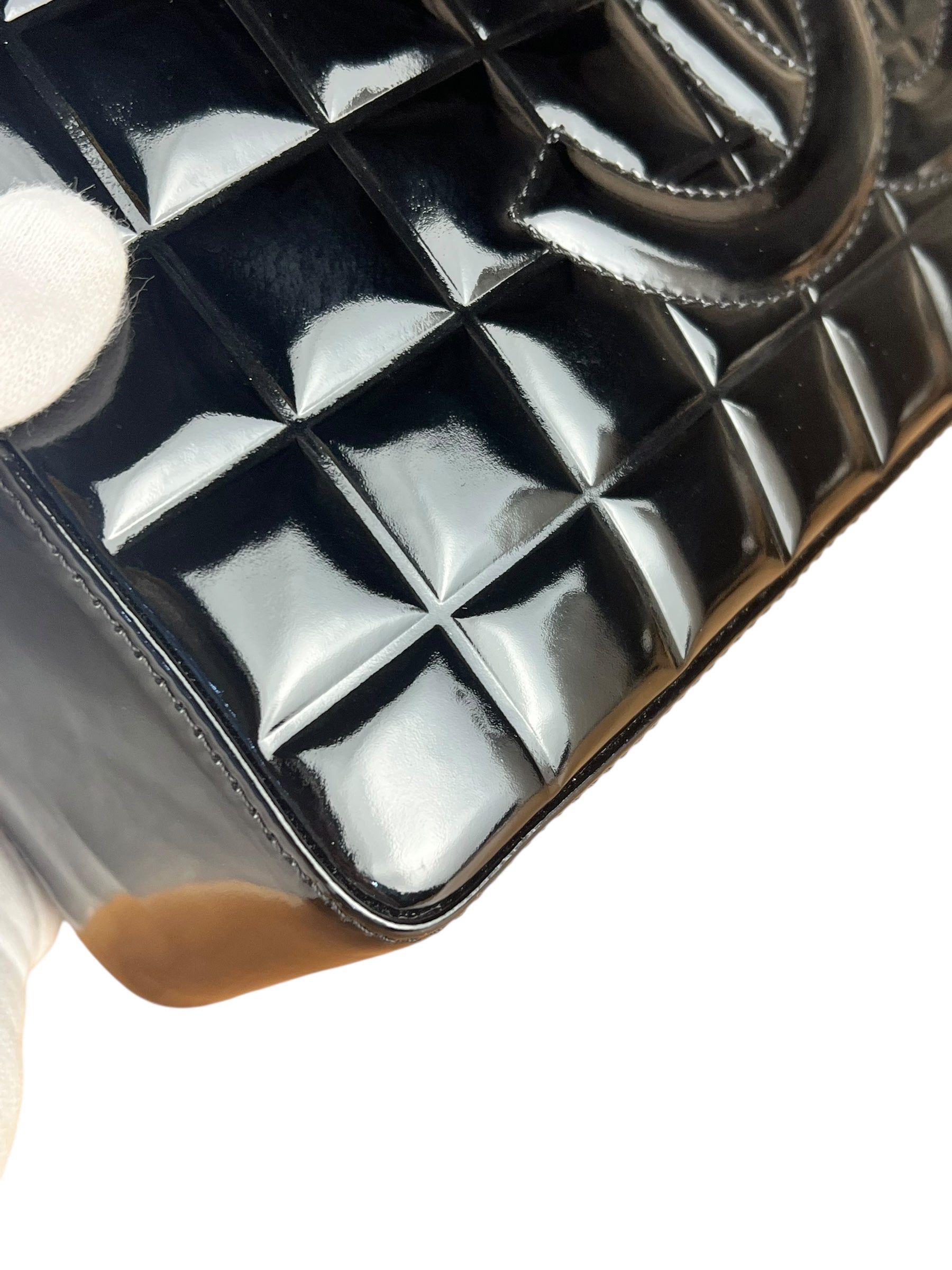 Chanel Black Patent Chocolate Bar Shoulder Bag '02