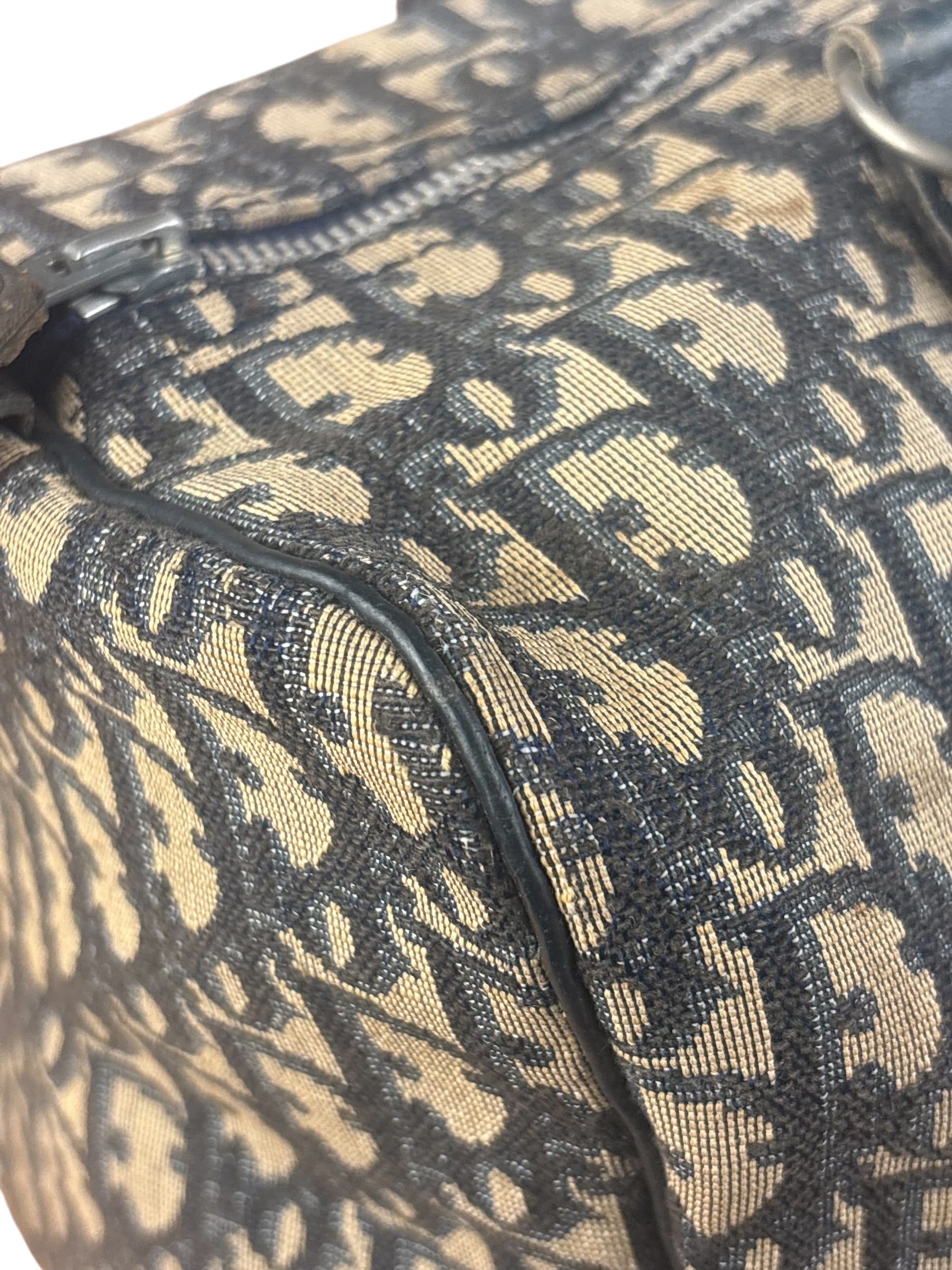 Christian Dior Vintage Navy Blue Trotter Oblique Bowling Boston Hand Bag