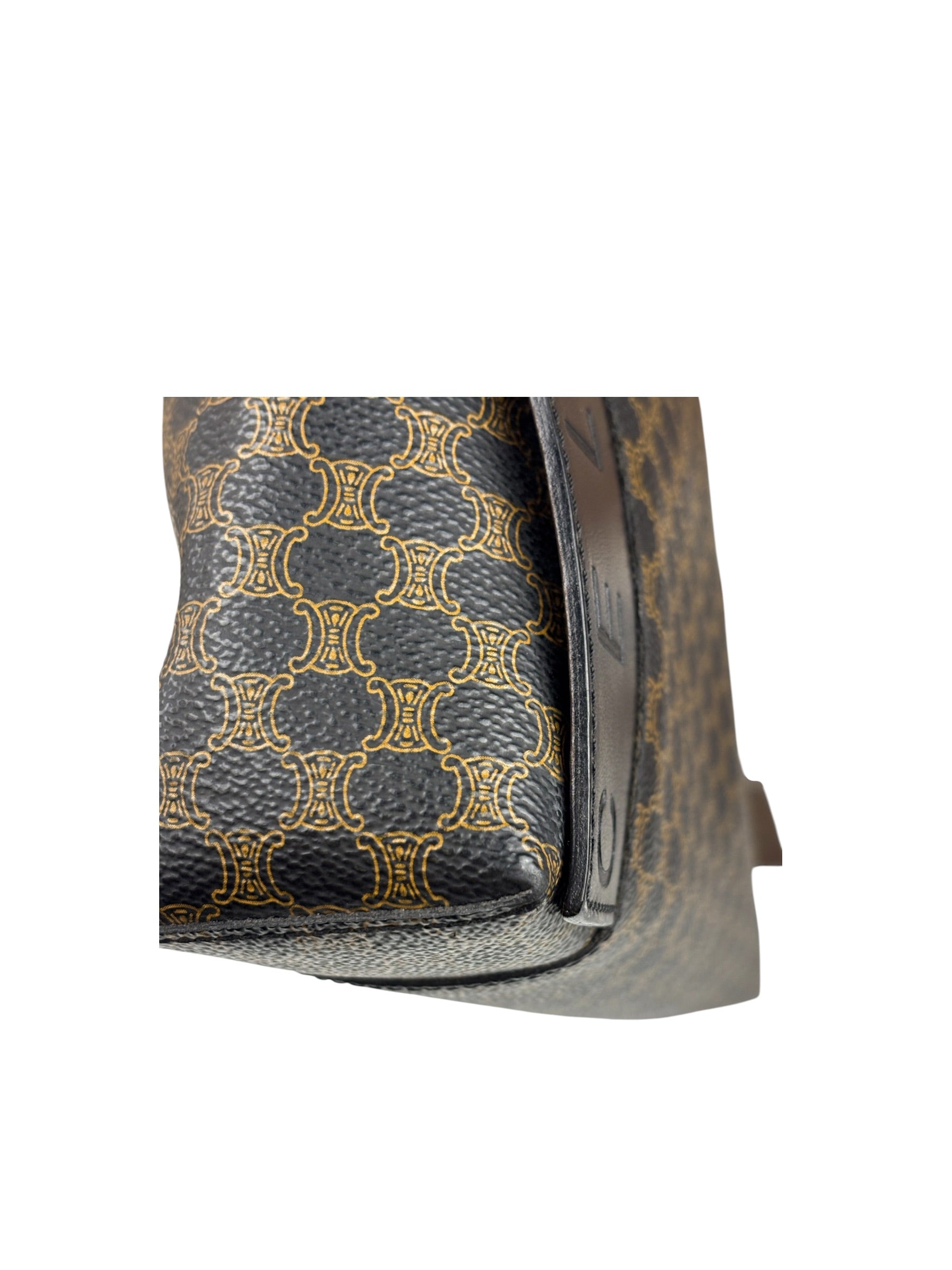 Celine Bicolor Leather Macadam Canvas Tote Bag