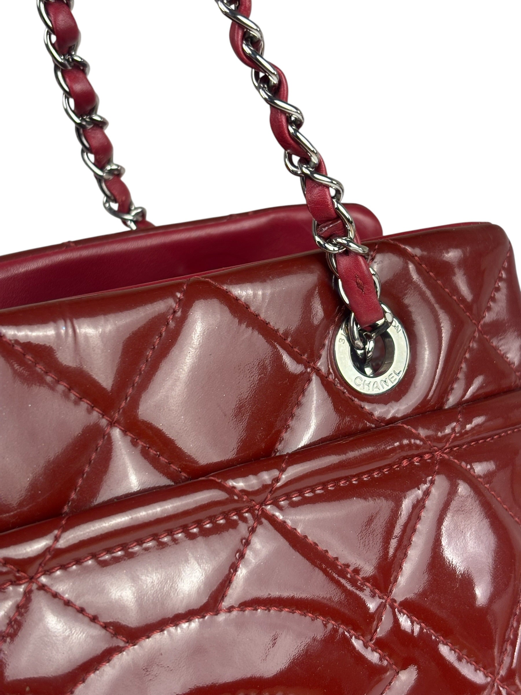 Chanel Red Patent Leather Chain Shoulder Bag 2012