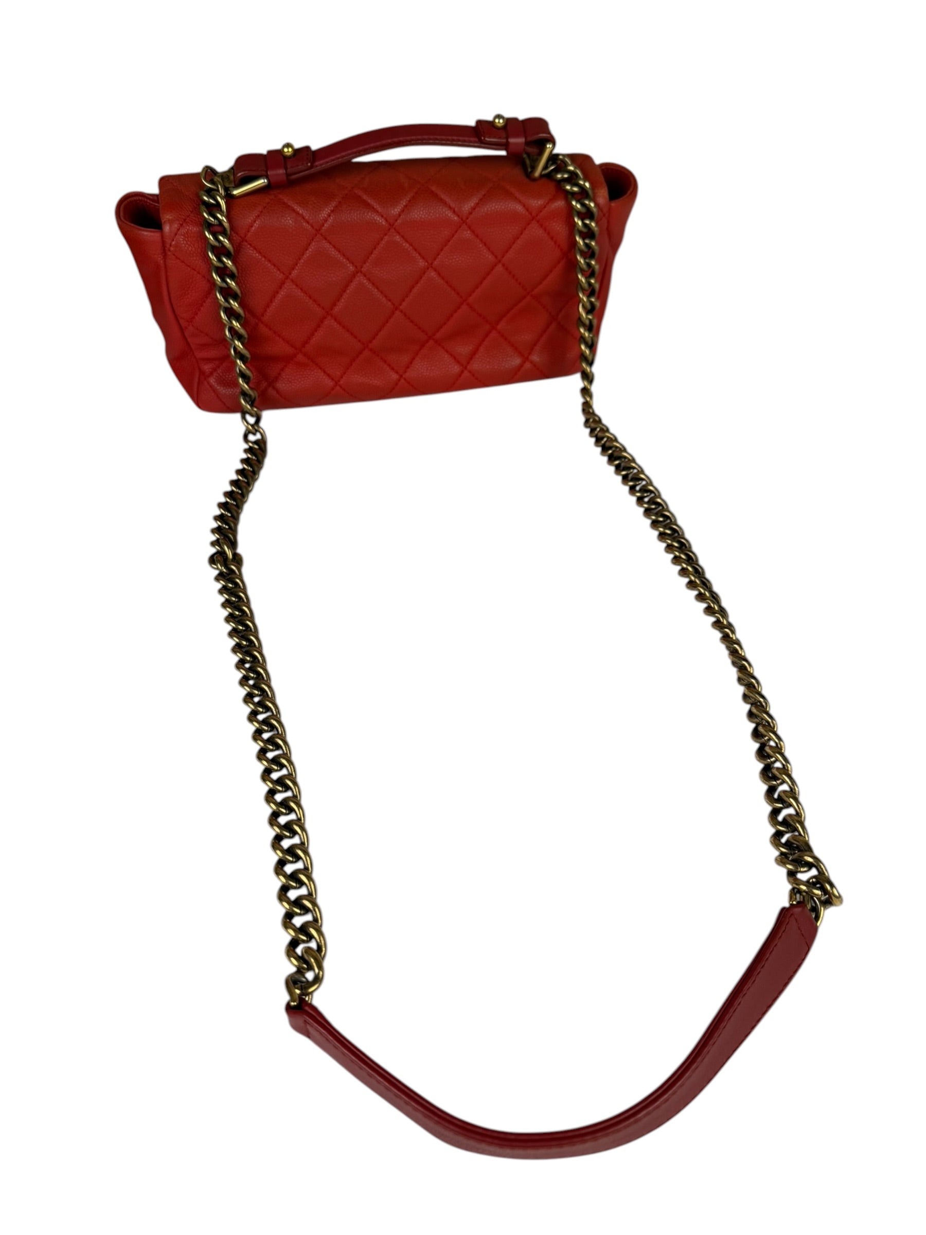 Chanel Red Quilted Caviar Leather Timeless Shoulder Bag 2012