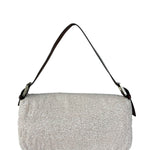 Fendi Leather-Trimmed Beaded Baguette Light Pink
