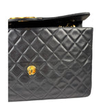 Chanel Black Quilted Leather Jumbo Flap Bag 1995