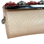 Fendi Pink Python Flower Studded Mini Chain Shoulder Bag