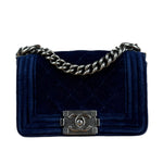 Chanel Blue Velvet Quilted Mini Boy Bag 2012
