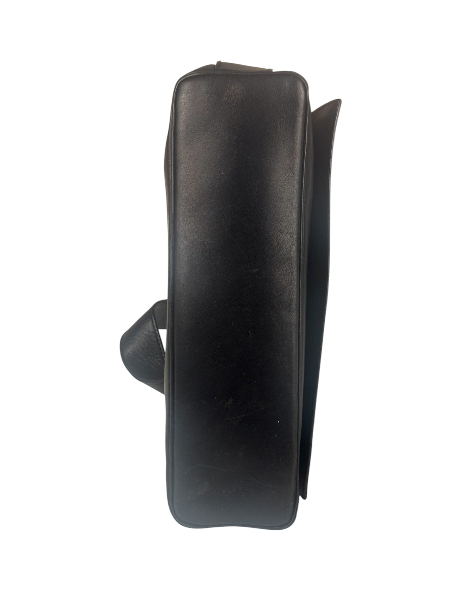 Ferragamo Vintage Black Leather Flap Shoulder Pochette