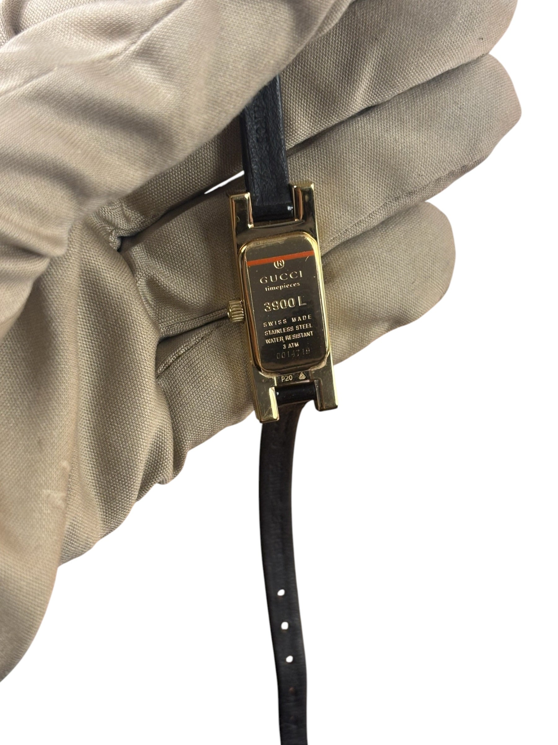 Gucci 3900L Black Dial Black Strap