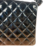 Chanel Black Quilted Patent Leather Top Handle 1996