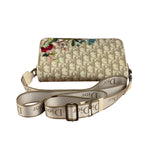 Christian Dior Beige Embroidered Trotter Flap Crossbody Bag