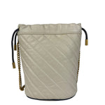 Gucci GG Ivory Leather Marmont Chain Bucket Bag