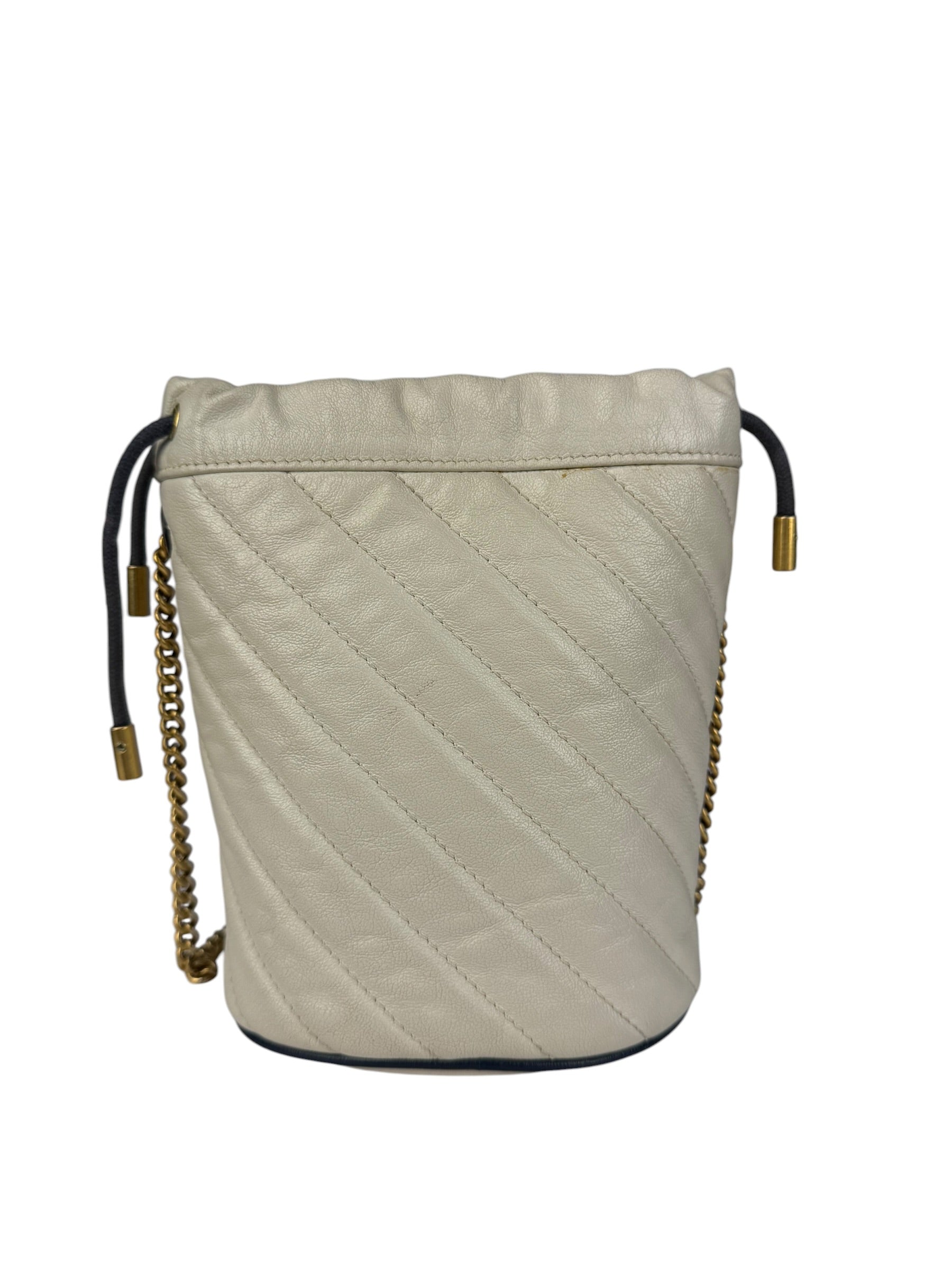 Gucci GG Ivory Leather Marmont Chain Bucket Bag