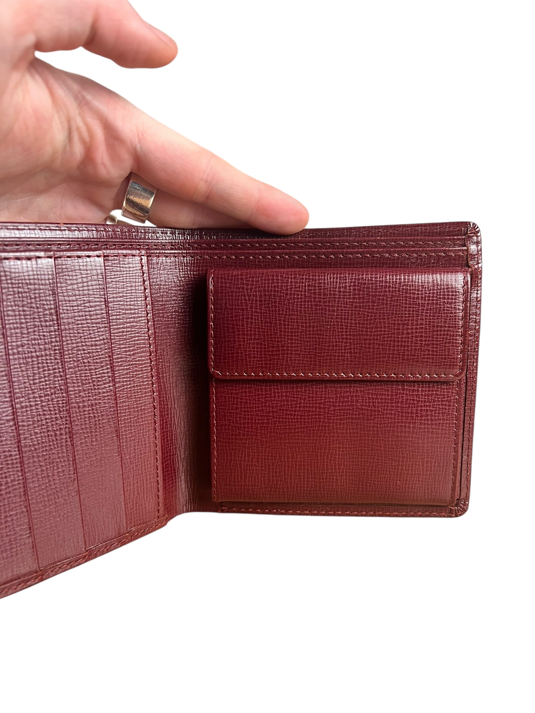 Cartier Vintage Maroon Leather Bifold Wallet