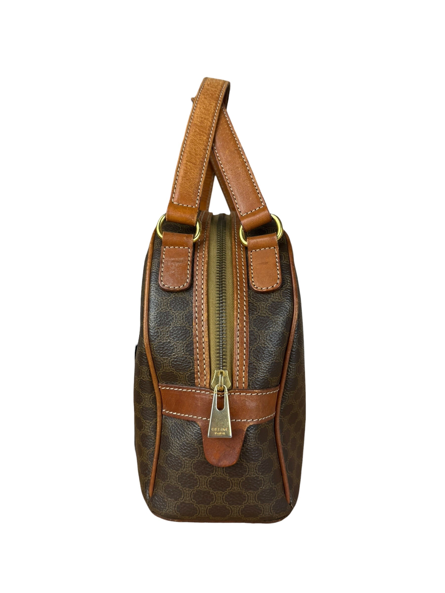 Celine Vintage Leather Macadam Dome Hand Bag