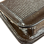 Burberry Vintage Brown Leather Ribbed patent Continental Clutch Wallet