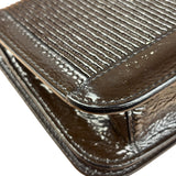 Burberry Vintage Brown Leather Ribbed patent Continental Clutch Wallet