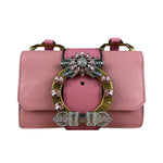 Miu Miu Pink Leather Madras Crystal Embellished Shoulder Bag